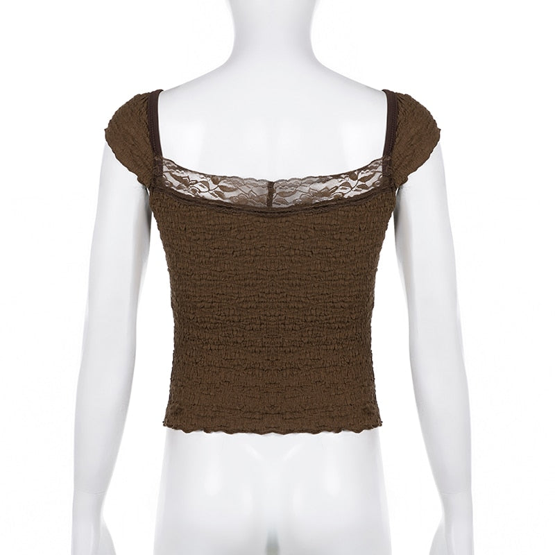 Fall Fairycore Lace Crop Top
