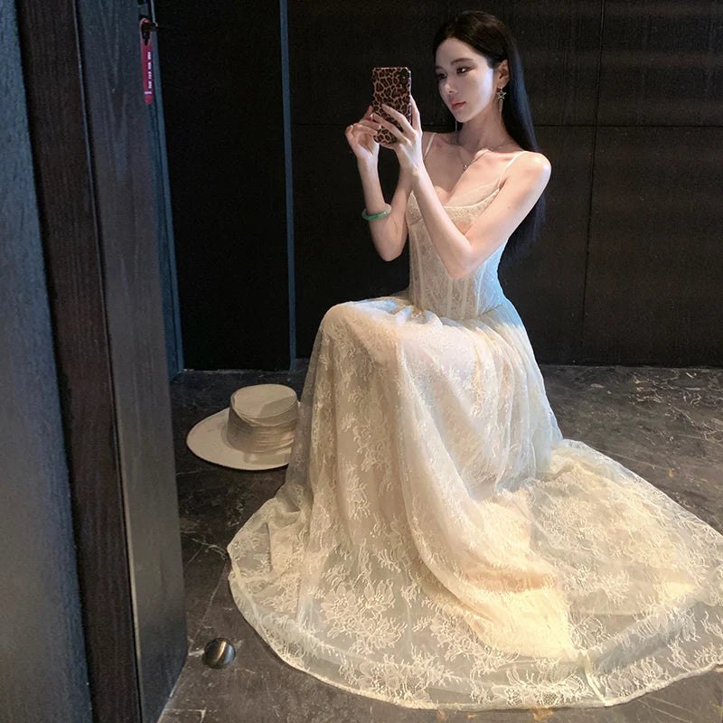 Ivory Heiress Lace Coquette Princess Bustier Dress