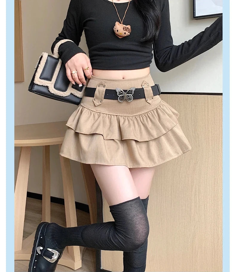 Y2K Mini Skirt With Butterfly Belt