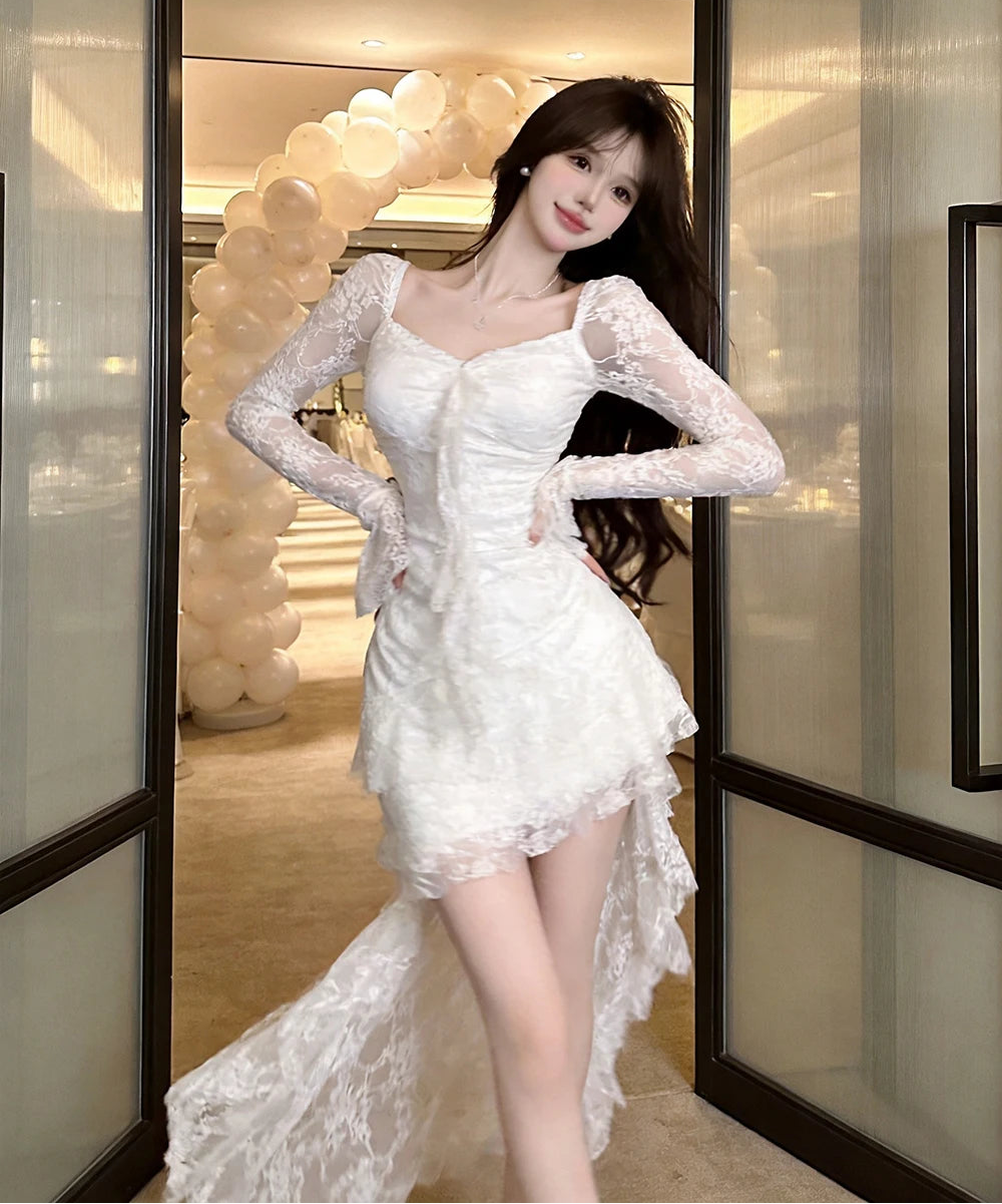 Angel's Ball White Lace High-Low Coquette Princess Dress