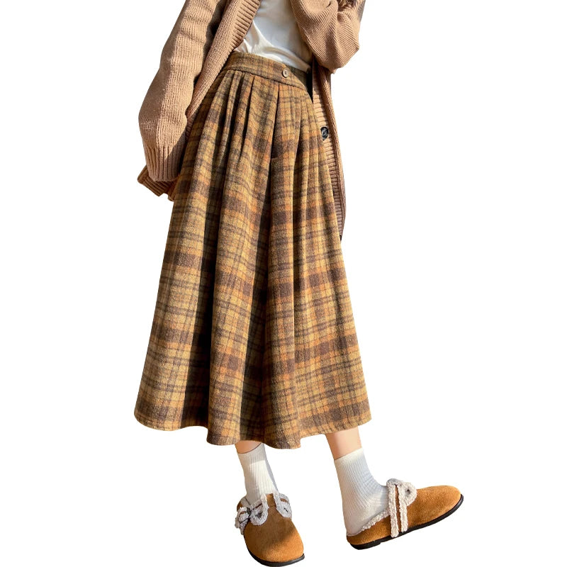 Plaid Wool Grandmacore Skirt