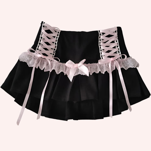 Wonderpetal Pink Ribbon Coquette mini skirt