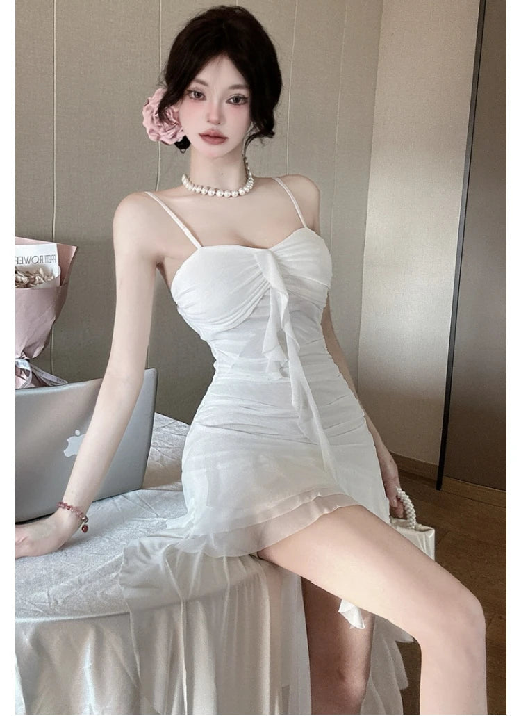 Misty Swan High-Low Coquette Dress