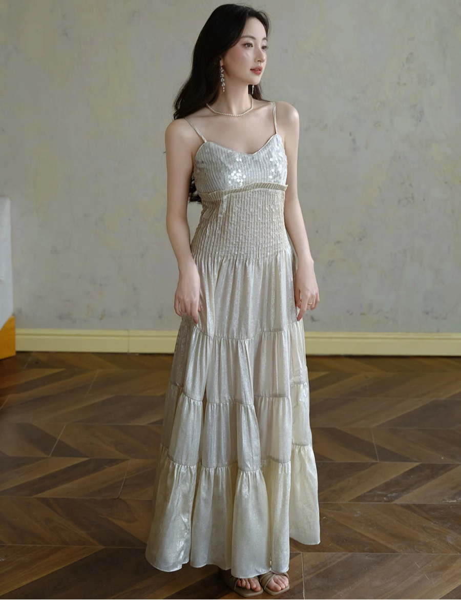 Frosty Moon Sequin Embellished Royalcore Goddess Dress