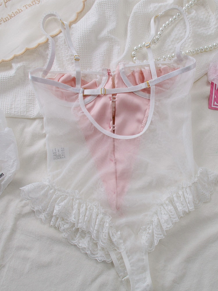 Renetta Dark Pink Lace Bodysuit, XS-XL
