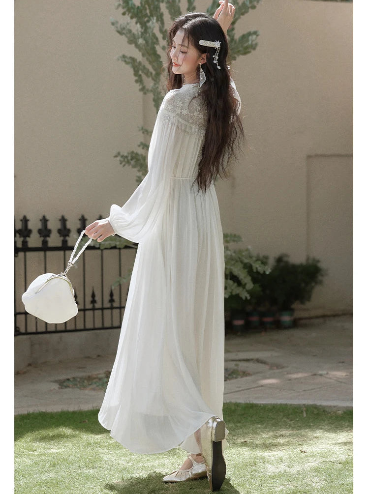 Ethereal Bohemian Fairy Dress white boho vintage dress