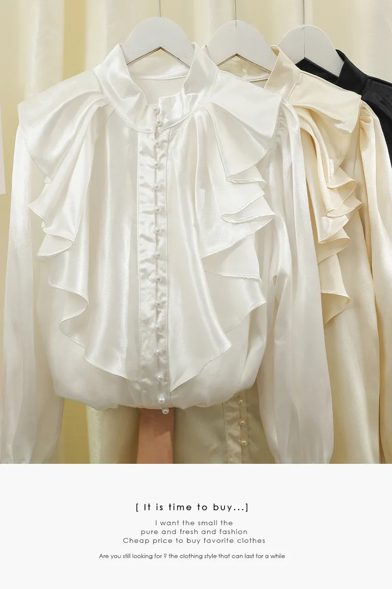 Edwina Satin Long Sleeve Shirt