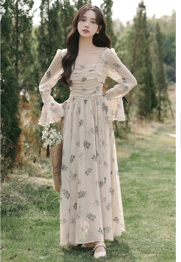 Romantic Fall Fairy Dress Fall Princess Dress Goblincore Romantic Fall Fairy Dress Fall Princess Dress Goblincore