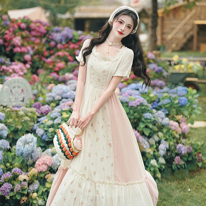 Carrot Garden 2-Piece Cottagecore Dress + Head Scarf Set
