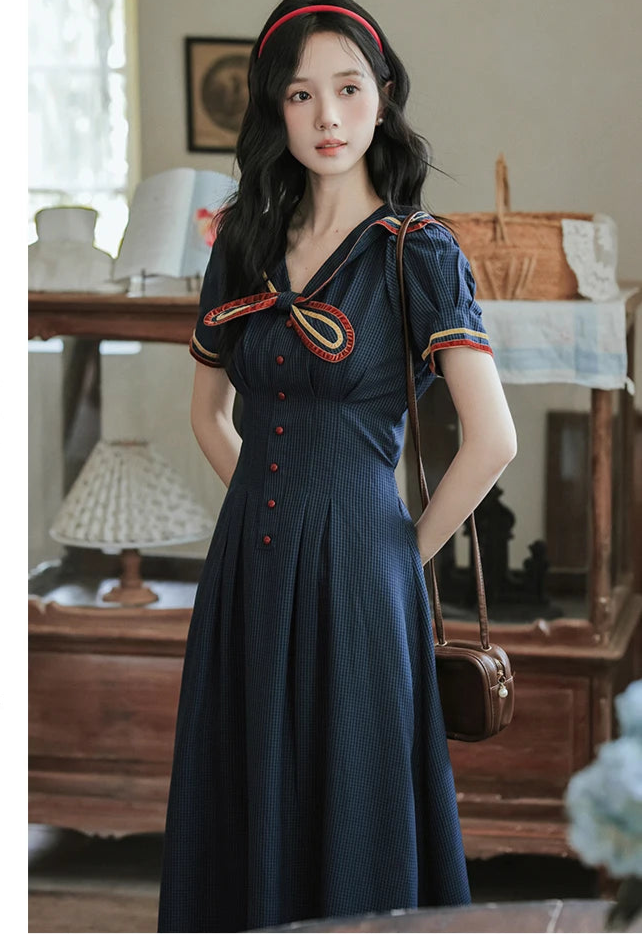 japanese formal dress Japanese Style Sailor Dress Vintage Sailor Dress Navy Sailor Dress