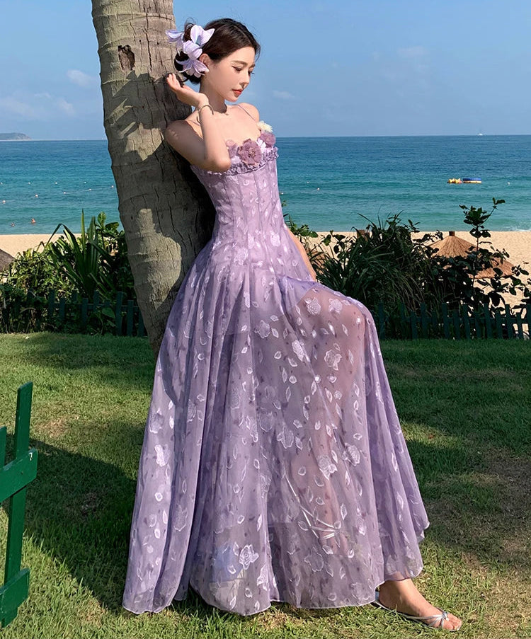 Violet Floral Romantic Fairy Dress