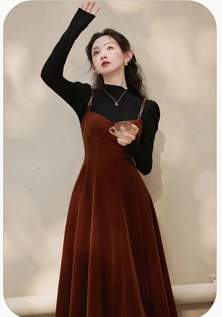 Octavia Dark Academia 2-Piece Velvet Dress Set Dark Academia Fashion Octavia Dark Academia 2-Piece Velvet Dress Set Dark Academia Fashion