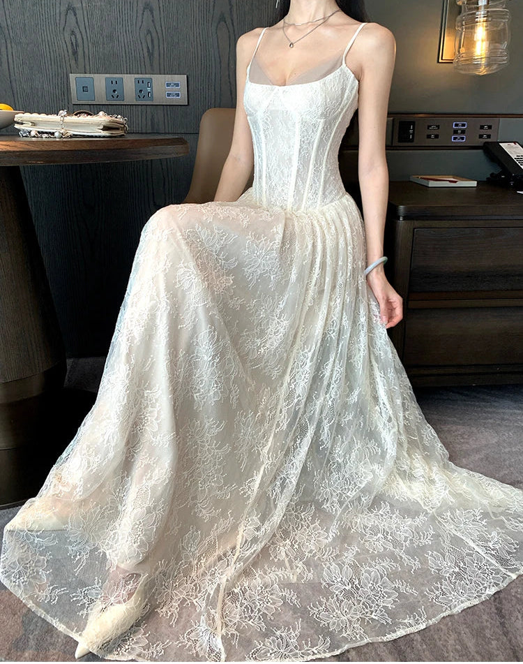 Ivory Heiress Lace Coquette Princess Bustier Dress
