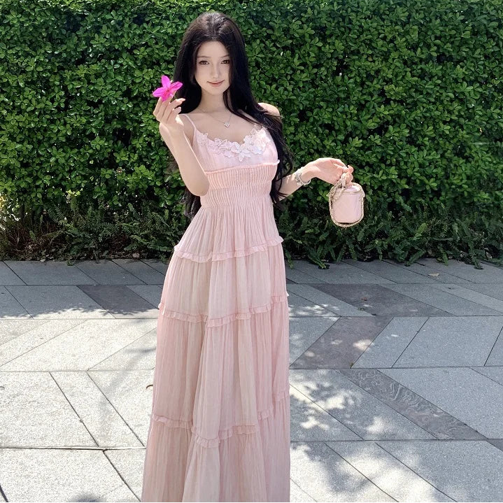Shanna Long Peach-Pink Coquette Dress