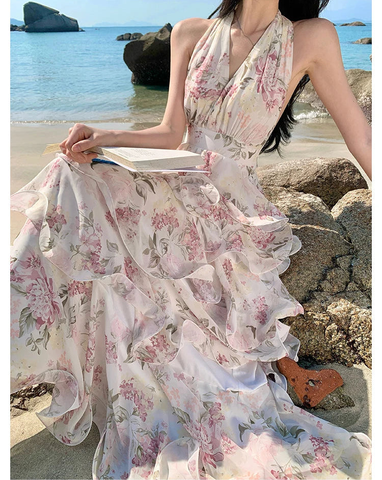 Honey Beam Flared Ruffle Spring Coquette Dress