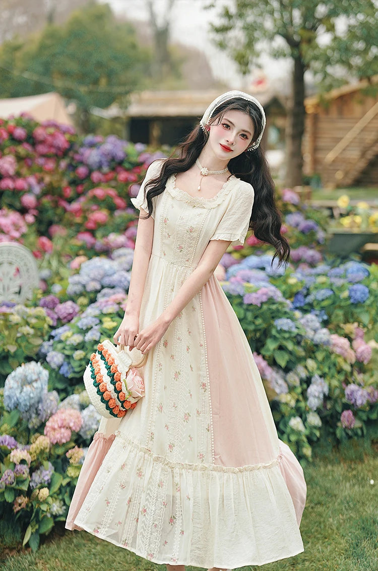Carrot Garden 2-Piece Cottagecore Dress + Head Scarf Set