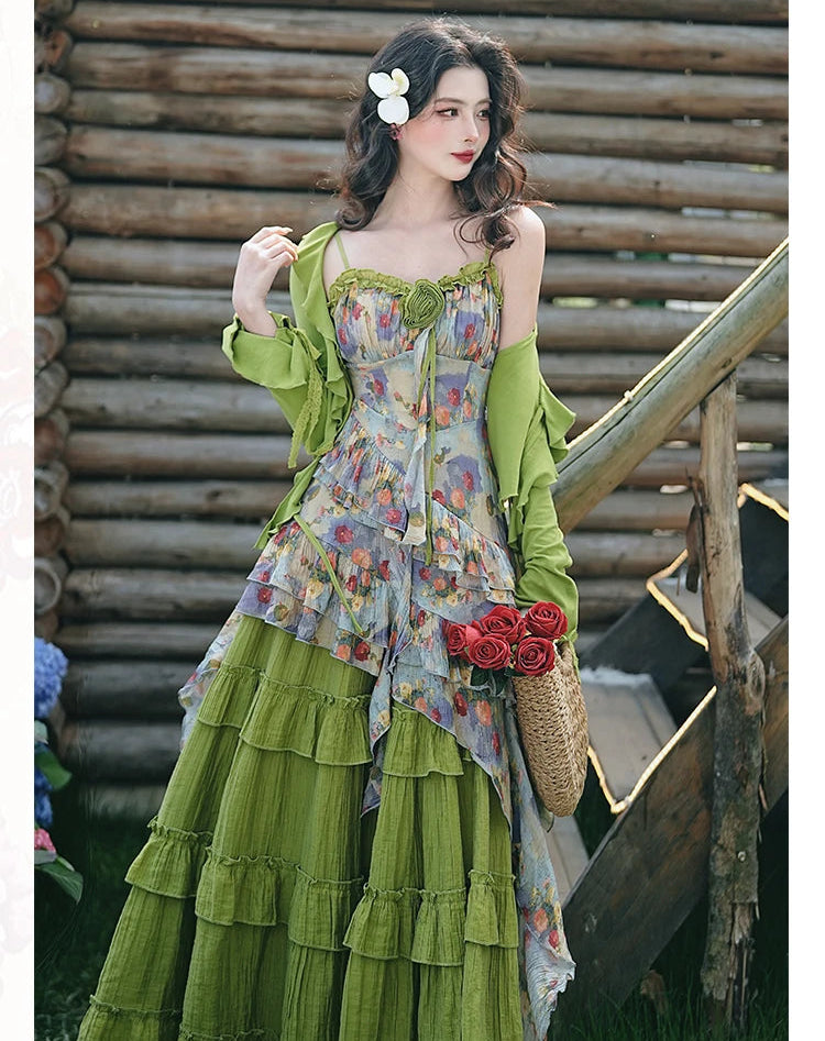 Enchanted Forest Nymph Set Green Witch Cottage Fairy Goblincore Outfit
