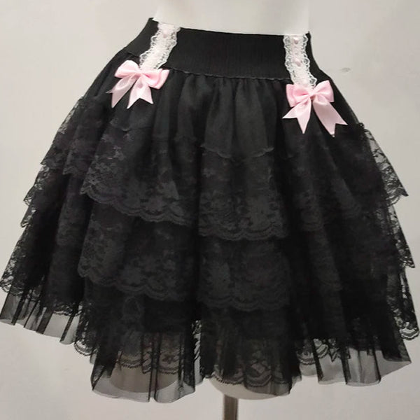 Coquette Style Lace Bow Mini Skirt Balletcore Skirt