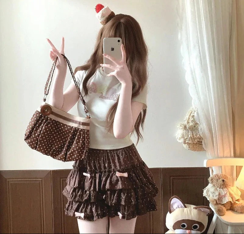 Kawaii Princess Himekaji Sukapan Ruffle Mini Skirt with Attached Shorts