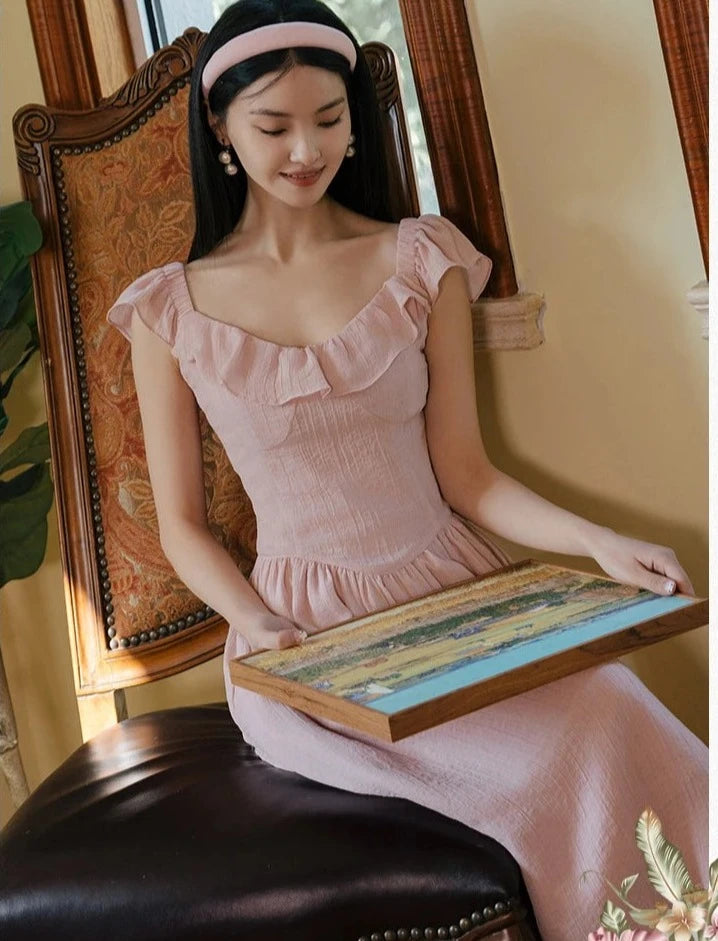 Ema Dusty Pink Balletcore Aesthetic Coquette Dress