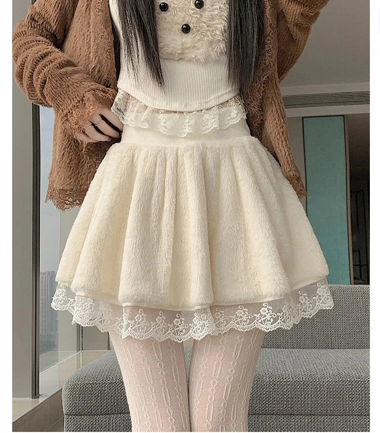 Cozy Winter Coquette Skirt with Shorts