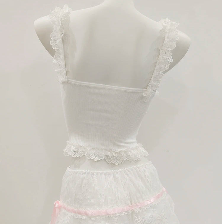 White Lace Coquette Crop Top