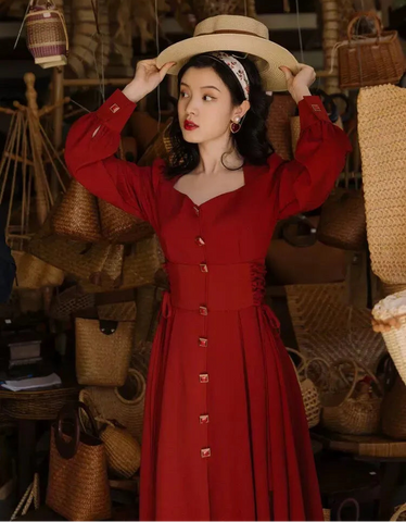 Crimson River Vintage Academia Dress