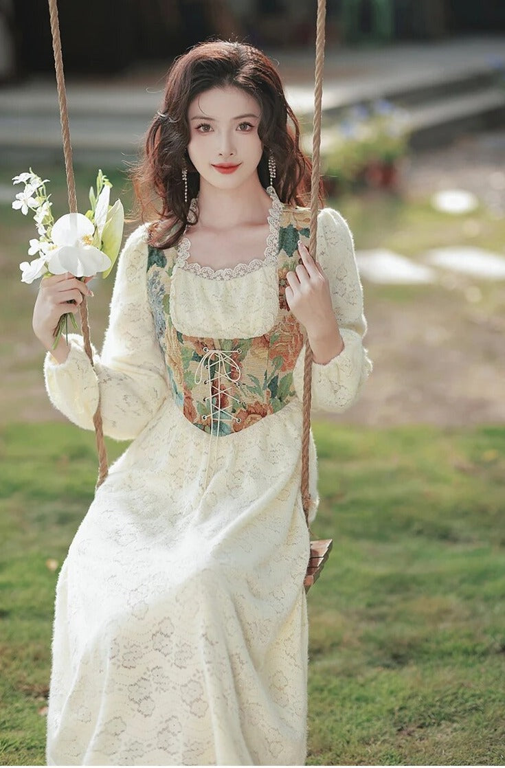 Nectarine Fall Cottage Fairy Corset Dress