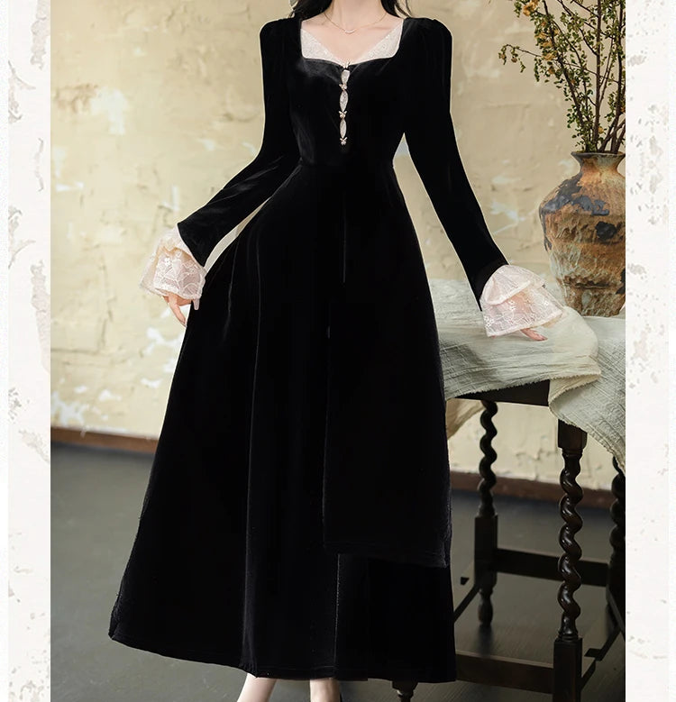 The Mansion Guard Dark Romantic Gothic Velvet Dress