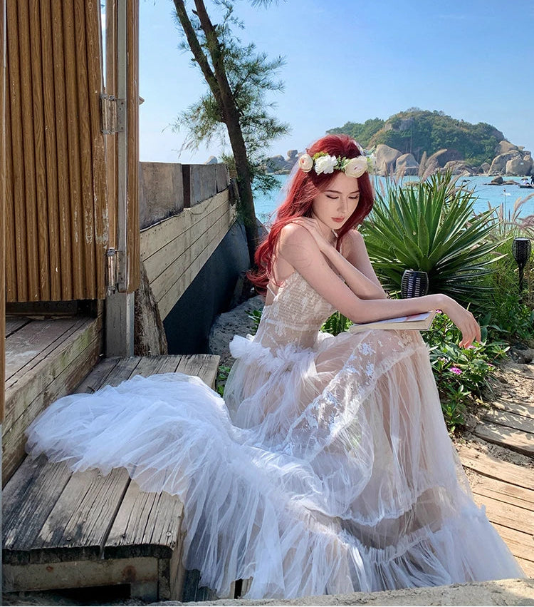 white long fairy dress long white sheer Ethereal Fairy Dress white fairycore dress fairy dresses
