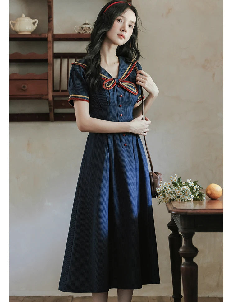 Japanese Style Sailor Dress Vintage Sailor Dress Navy Sailor Dress