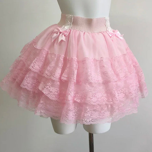 Coquette Style Lace Bow Mini Skirt Balletcore Skirt