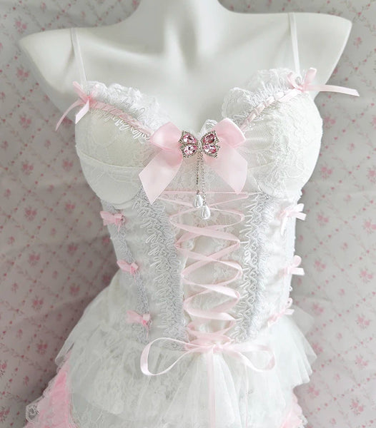 Coquette Bustier Top with Pearl Drop