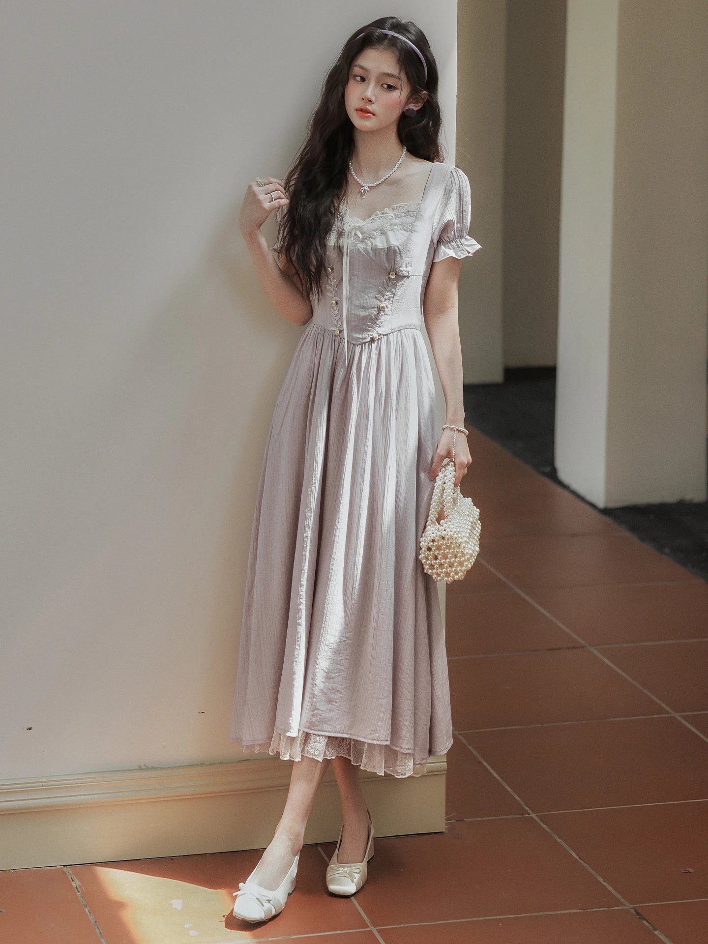 kelda dress - beige Lilac Cottagecore Dress cottagecore outfits lavender cottagecore fashion