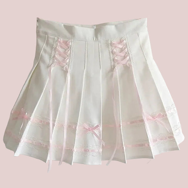 White Pleated Coquette Skirt