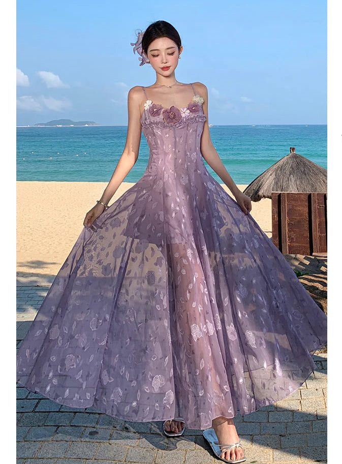 Violet Floral Romantic Fairy Dress