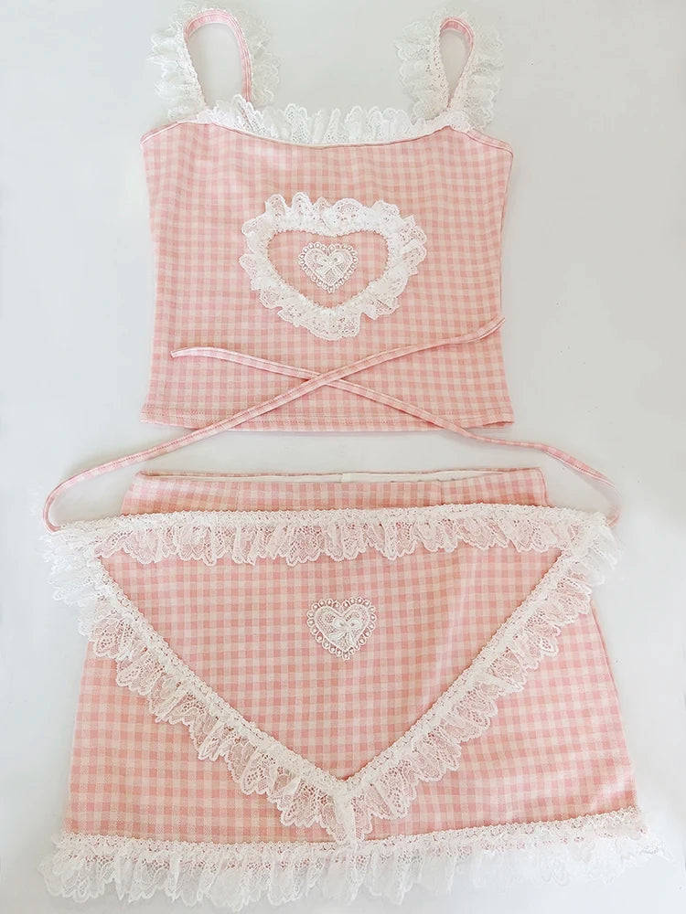 Hopeless Romantic Y2K Coquette Pink Ruffle Top - Romantic Anime Aesthetic