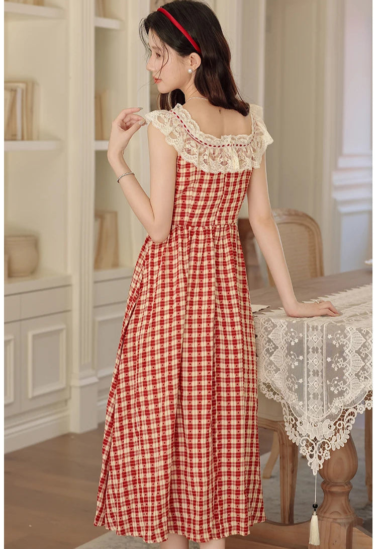 Red Plaid Cottagecore Dress cottagecore style cottagecore aesthetic Red Plaid Cottagecore Dress cottagecore style cottagecore aesthetic