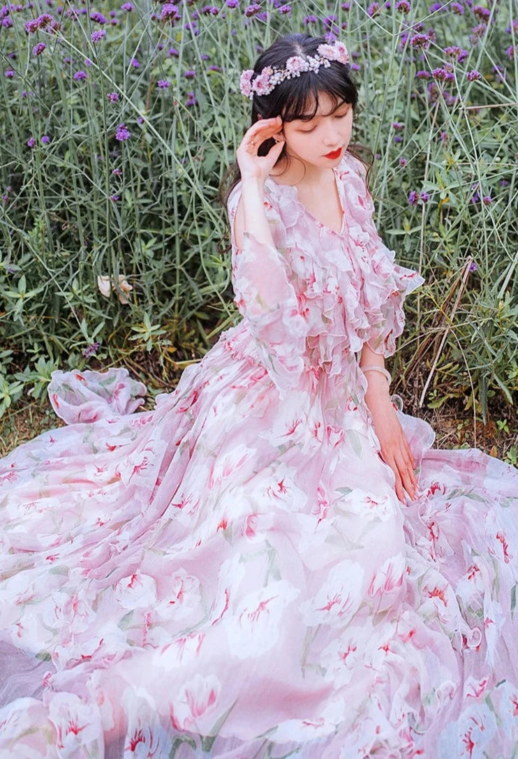 Lella Fairycore Aesthetic Long Ethereal Fairy Dress