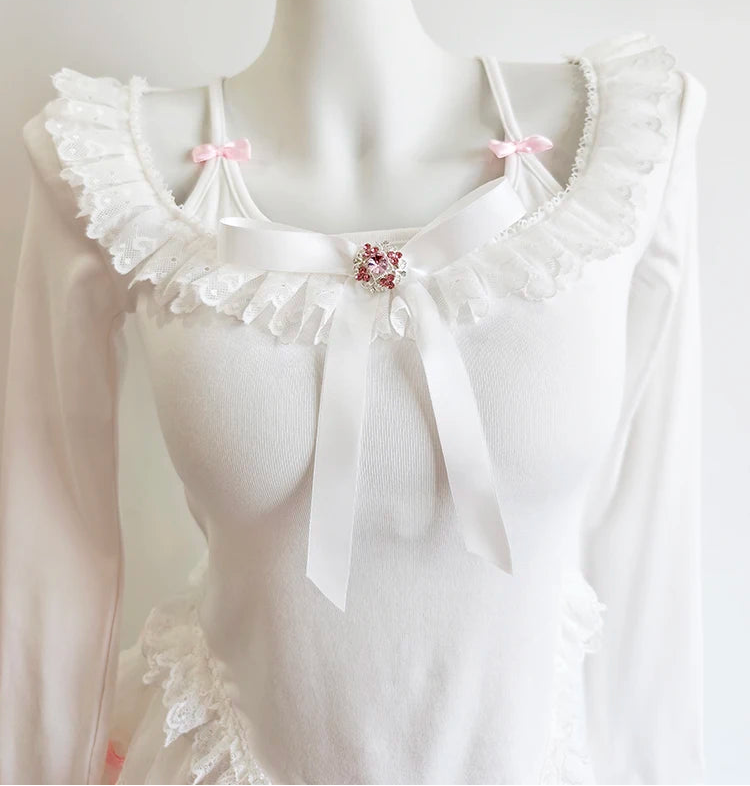 Coquette Balletcore Long Sleeve Top ~ Hachi-Inspired Japanese Aesthetic