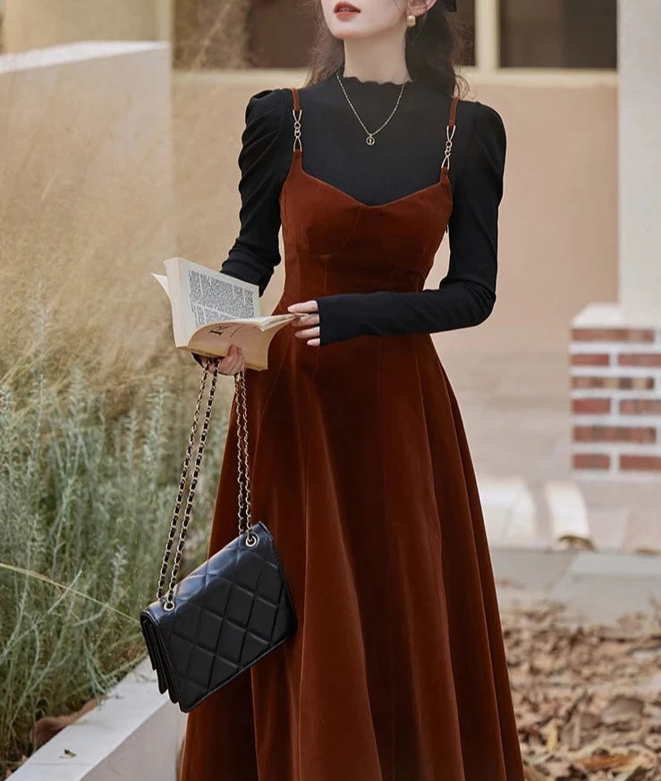 Octavia Dark Academia 2-Piece Velvet Dress Set Dark Academia Fashion Octavia Dark Academia 2-Piece Velvet Dress Set Dark Academia Fashion