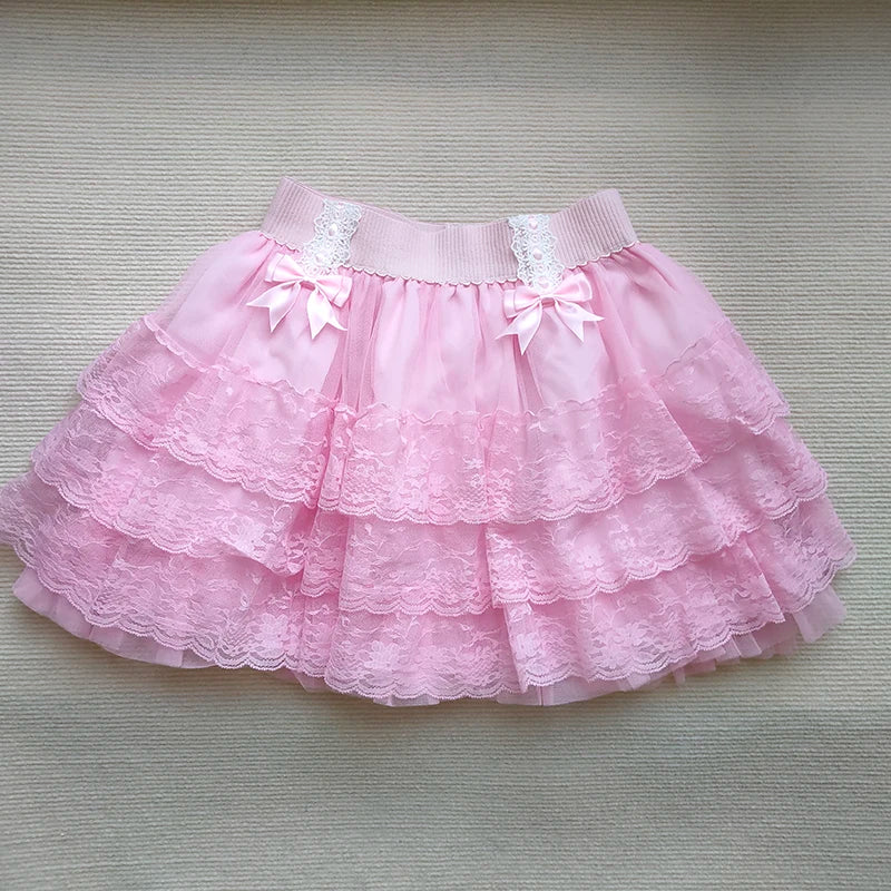 Coquette Style Lace Bow Mini Skirt Balletcore Skirt