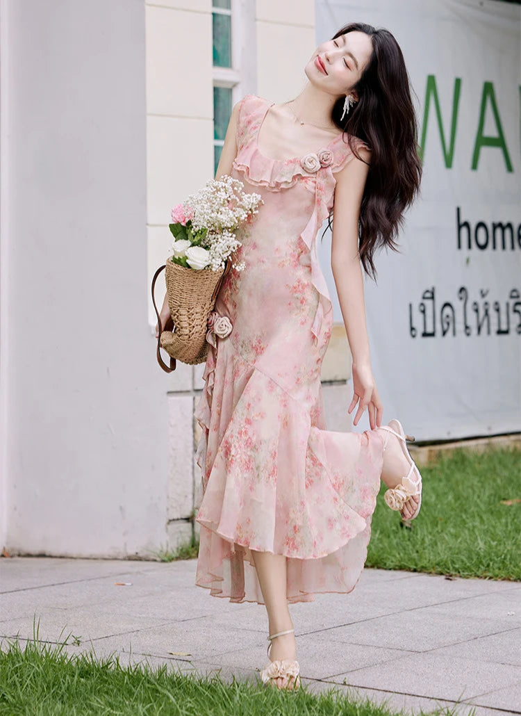 Honey Vine Vintage-Floral Ethereal Essence Dress