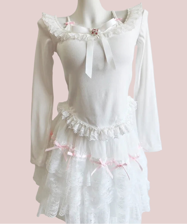 Coquette Balletcore Long Sleeve Top ~ Hachi-Inspired Japanese Aesthetic