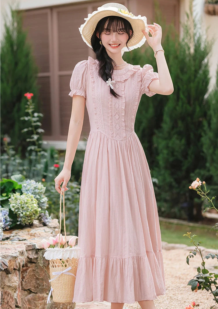 Sugar Vine Pastel Cottagecore Blush Pink Vintage-Coquette Dress