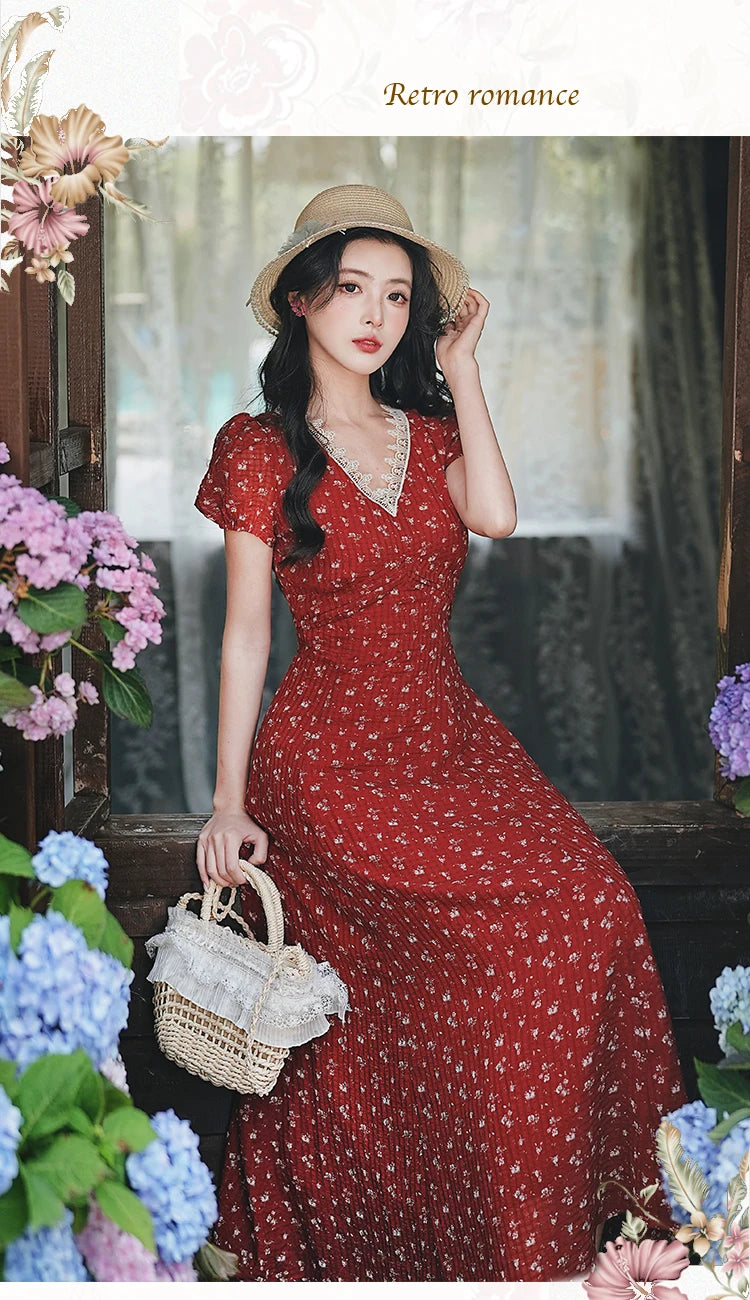 Apple Pie Red Cottagecore Dress