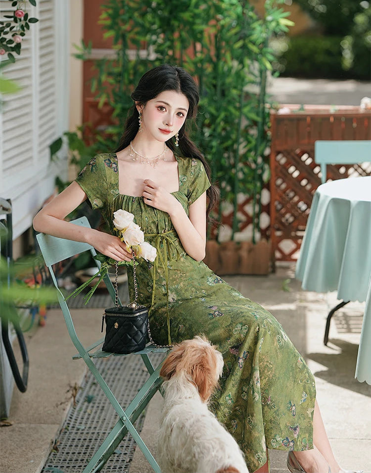 Forest Mood Floral Green Witch Dress