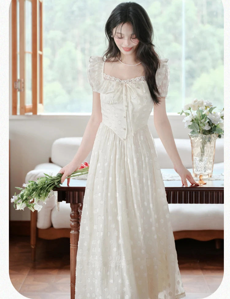 princess cottagecore dresses Sage Green Tulle Cottagecore Dress Puffy Sleeves