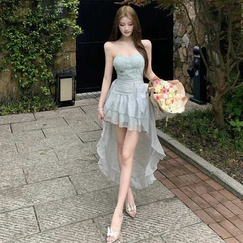 2-Piece Blue Nymph Fairycore Dress Set