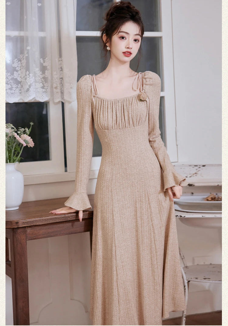 Long Sleeve winter Dress with long flared sleeves Long Sleeve winter Dress with long flared sleeves